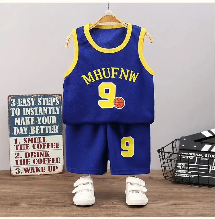 Kinder Sets Sommer Kinder Ärmelloses T-shirt Shorts Set Schnell trocknend Outdoor Tank Top Shorts Sets Jungen Sport Basketball Tr – Detail 8