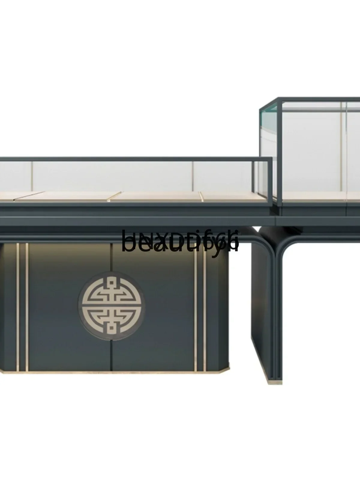 Jewelry store jewelry display cabinet jade glass Chinese gold counter jadeite exhibition hall decoration design