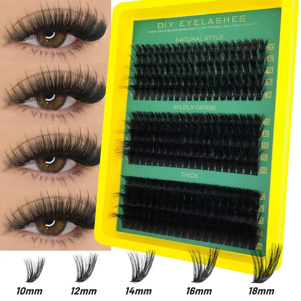 Natural Look False Eyelashes Bond and Seal Wispy Style DIY Lash Extension Kit Cluster Design Fake Eyelash Makeup Enhancement