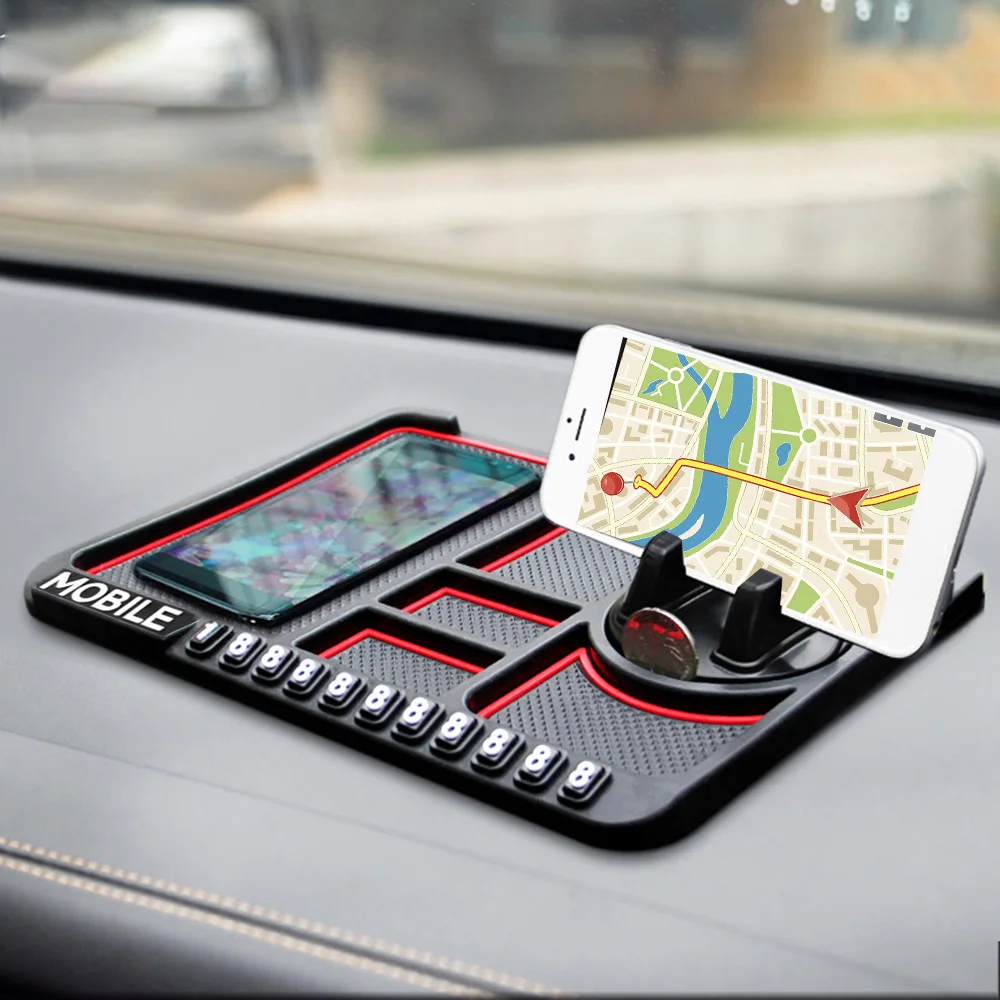 Multifuncional Silicone Car Mat Auto Phone Holder Armazenamento Pad Navegação Stand Dash Phone Mount Silicone Dashboard Car Pad Mat