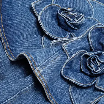 2025年新款女士派對時尚服裝別緻夏季3D印花牛仔迷你連身裙復古A字露背高街牛仔Vesidos 10 最佳銷售 長袍牛仔褲 - №3