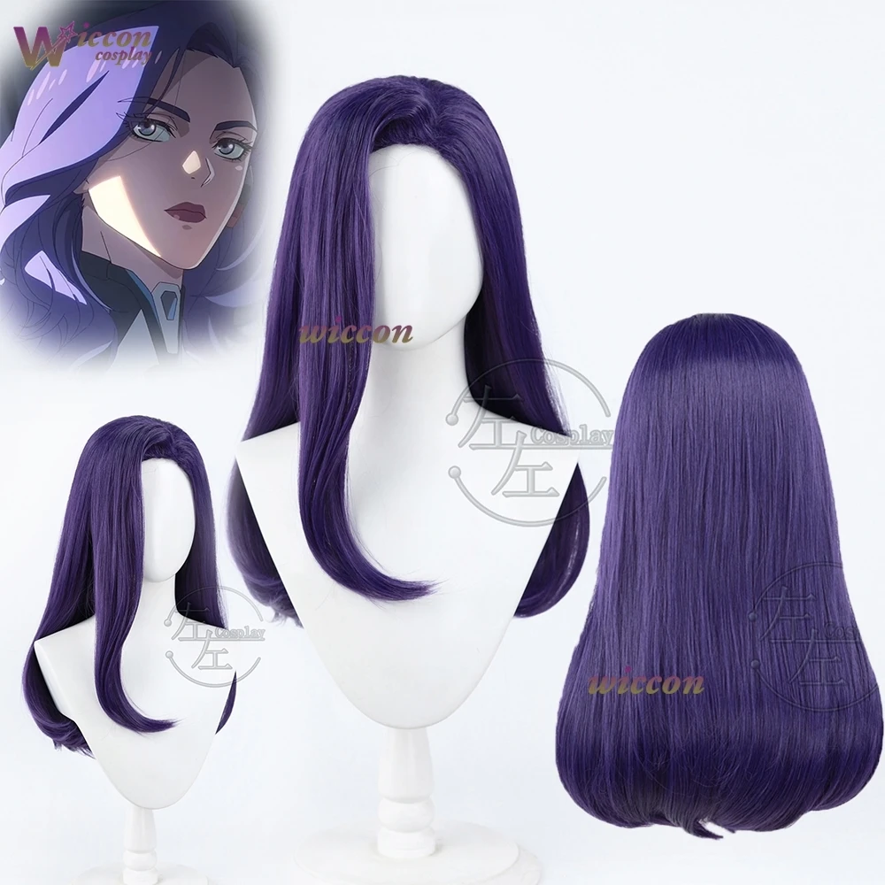 Cos C COS Game Overwatcch D.Mon Yuna Lee Cosplay Wig Long Purple Straight Hair Heat Resistant Synthetic Wig for Halloween Wig