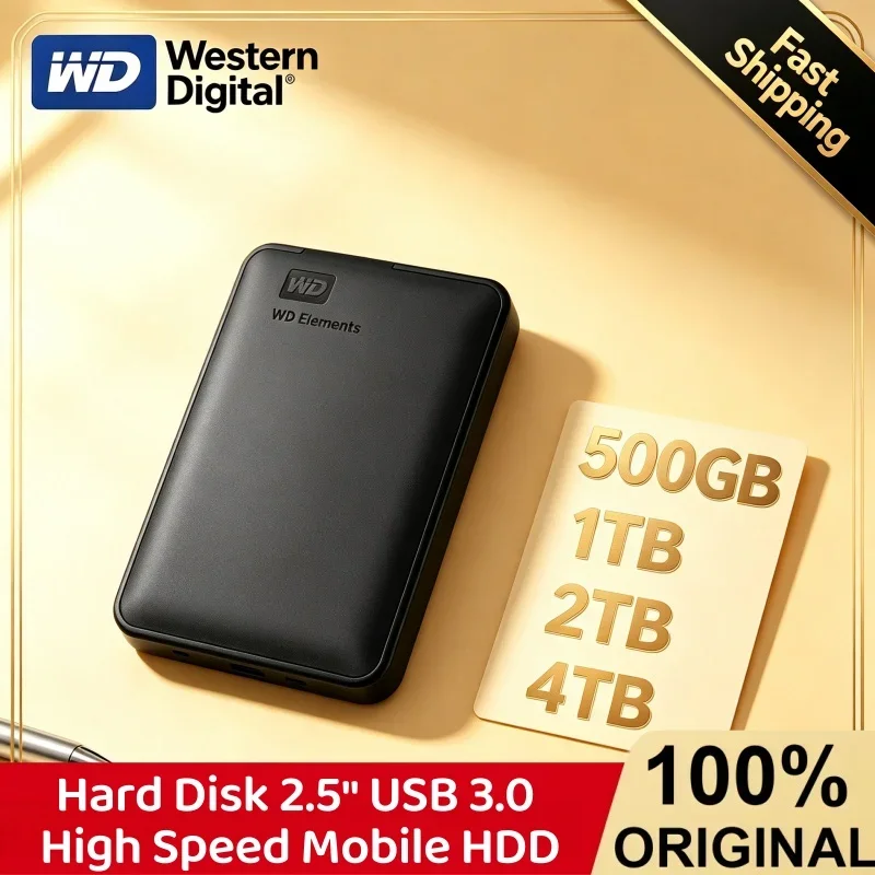 2.5 Inch WD Portable External HDD USB3.0 Mechanical Hard Drive 1TB 2TB 4TB Large Capacity Mobile Storage For Laptop Desktop