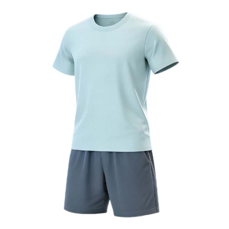 

Men's Cooling Soft Pajamas Cool Touch Shirts Pure Cotton Anti-wrinkle Shorts Loungewear for Home and Outdoor Leisure