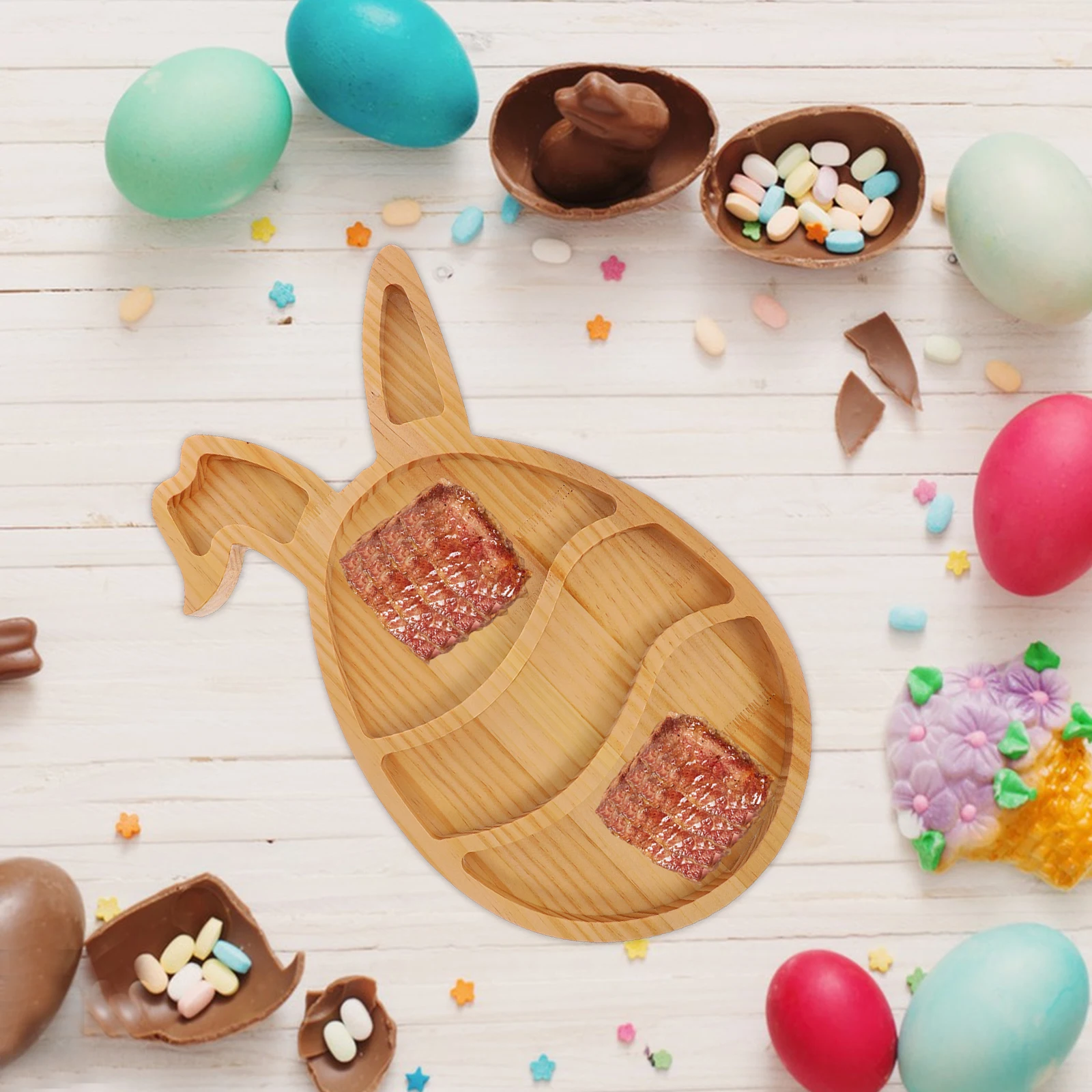 

Rabbit Tray Food Bunny Spring Easter Kitchen Decor Wood Shaped Wooden Serving Dishes Plate