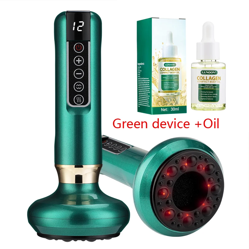 เครื่องนวดไฟฟ้าแบบถ้วยดูด 12 ระดับ พร้อมอุปกรณ์กัวซา และน้ำมันหอมระเหยสำหรับร่างกาย