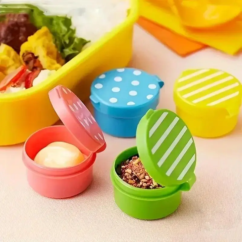 4Pcs Mini Seasoning Box Portable Plastic Sauce Bottle Food Grade Seasoning Packaging Box Lunch Accessory Picnic Seasoning Bottle