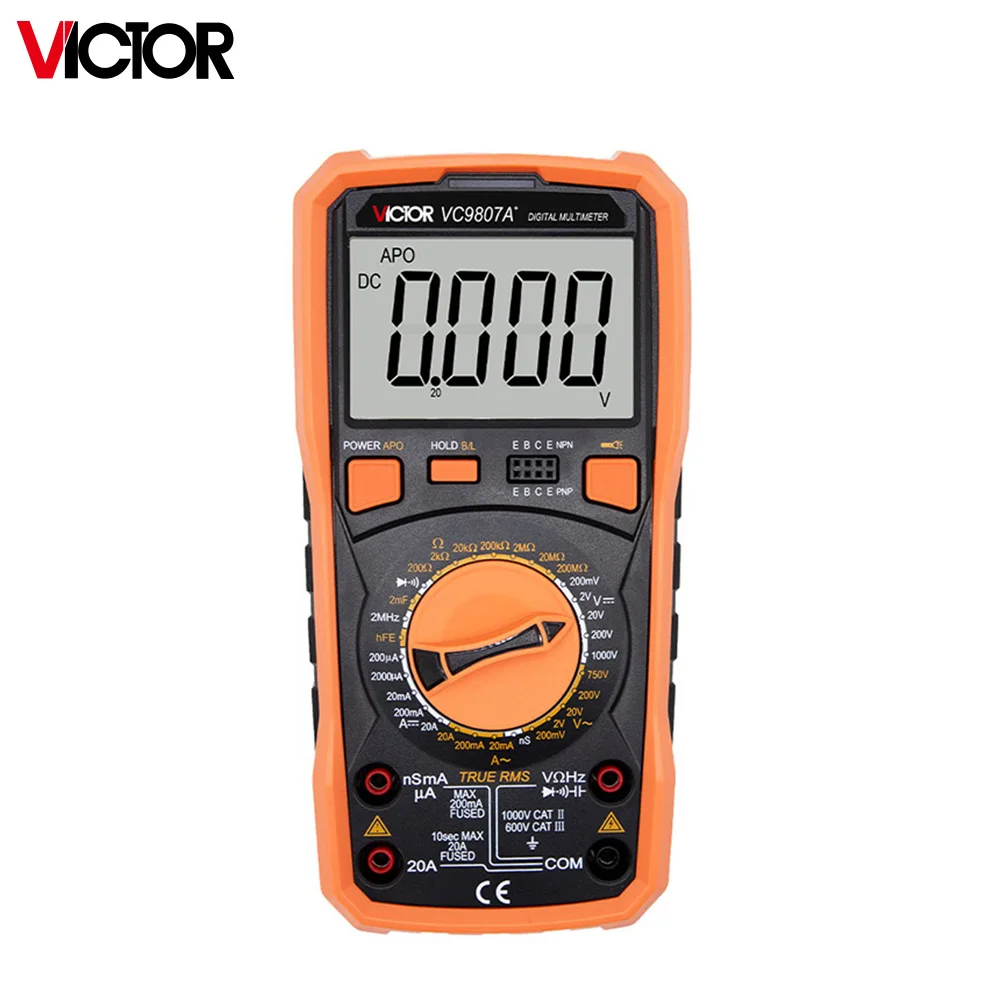 

Victor 9807A Digital Multimeter 20000 Counts True RMS AC Capacitance Frequency Diode Triode hFE Tech Meter Tester Electricista