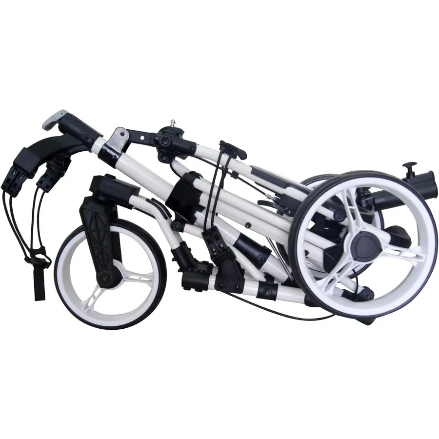 عربة دفع جولف 3 عجلات مع عجلة أمامية دوارة 360 درجة ثانية واحدة لفتح عربة سحب جولف خفيفة الوزن قابلة للطي مع فرامل القدم