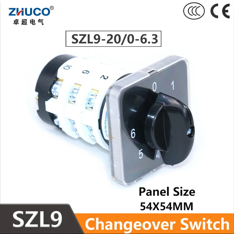 

ZHUCO SZL9-20/0-6.3 20A 0-6 12 Screws Changeover Selector Universal Rotary Cam Switch For Electric Welder/Ultrasonic Equipment