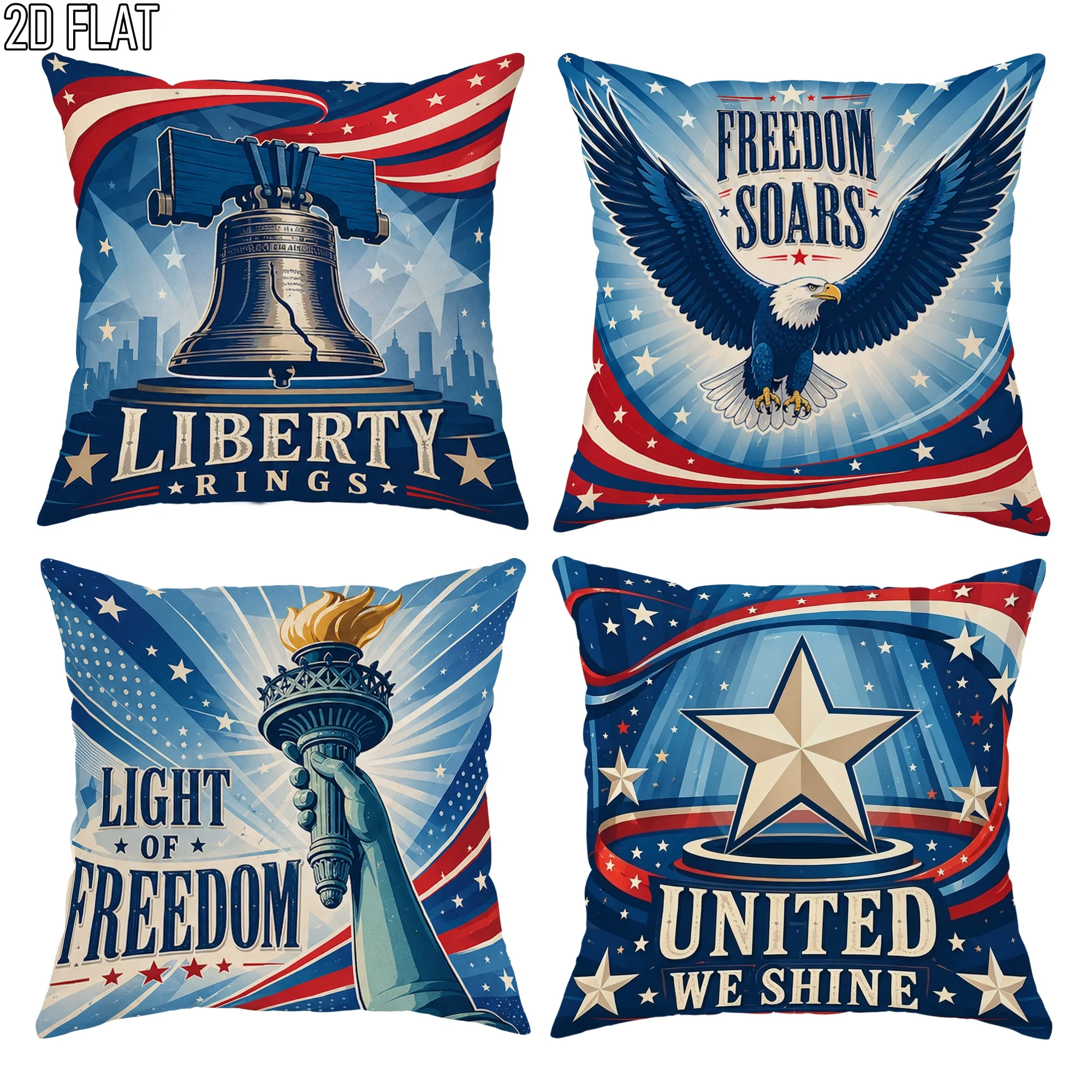 Patriotic USA Flag Pillow Covers Cushion Set 4pcs Home Decor American Independence Day Throw Pillows Pillowcase 45x45cm Gift for