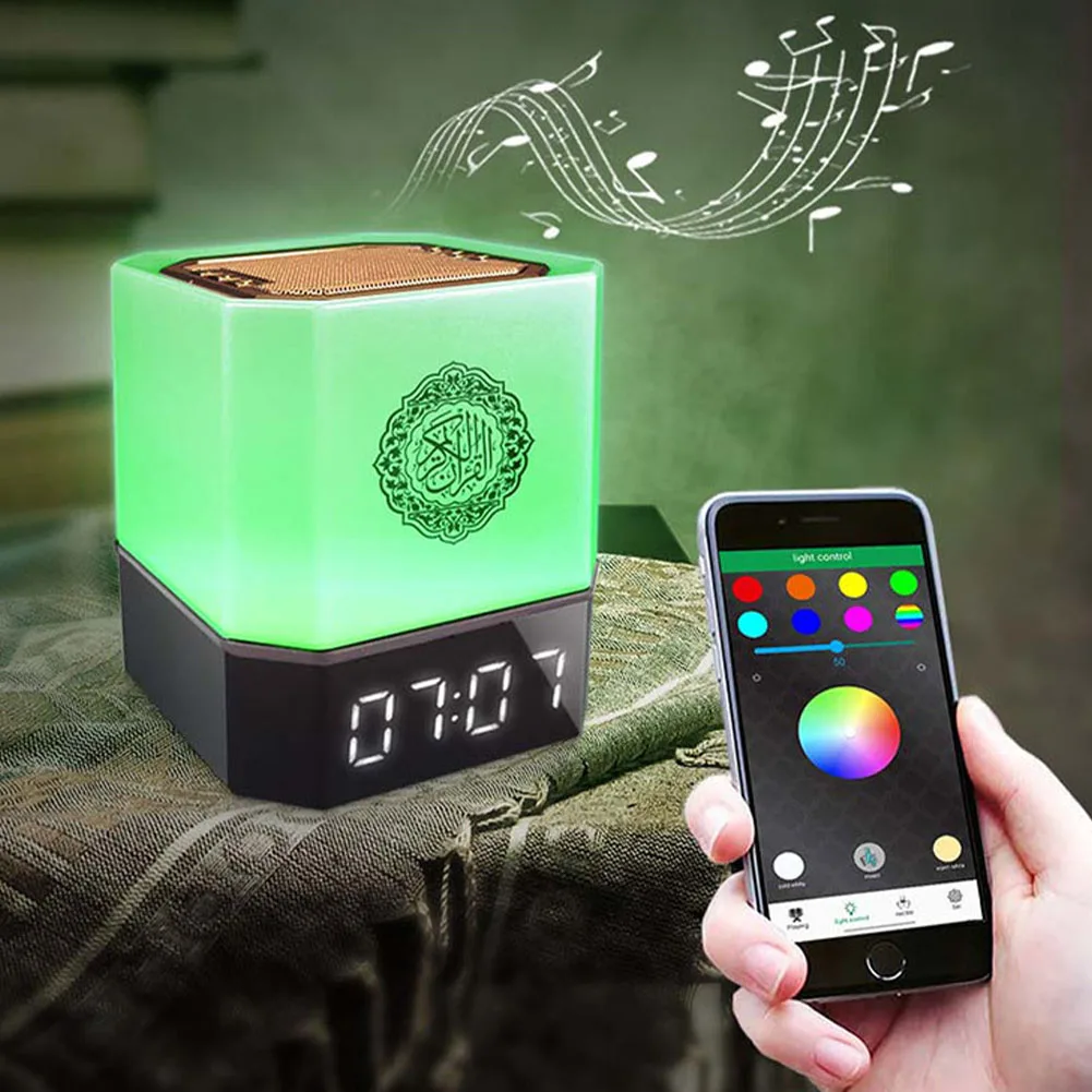 hot sale Night Lights Ramadan Gift Quran Speaker Clock Wireless Bluetooth Colorful Lamp LED Night Light Islamic Coran Veilleuse