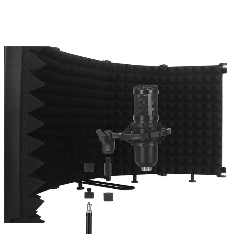 3/5 door studio microphone foldable isolation shield, popular filter, high-density absorbent foam for filtering sound.