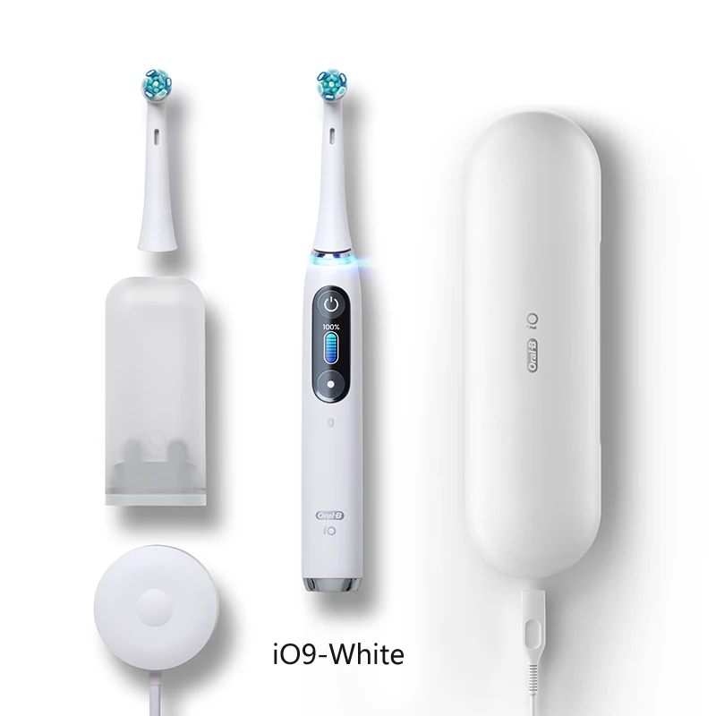 Oral B iO8 iO9 Smart Pressure Sensor Electric Toothbrush 7Modes Selection APPDetectable Includes Charging Travel Case Free Brush