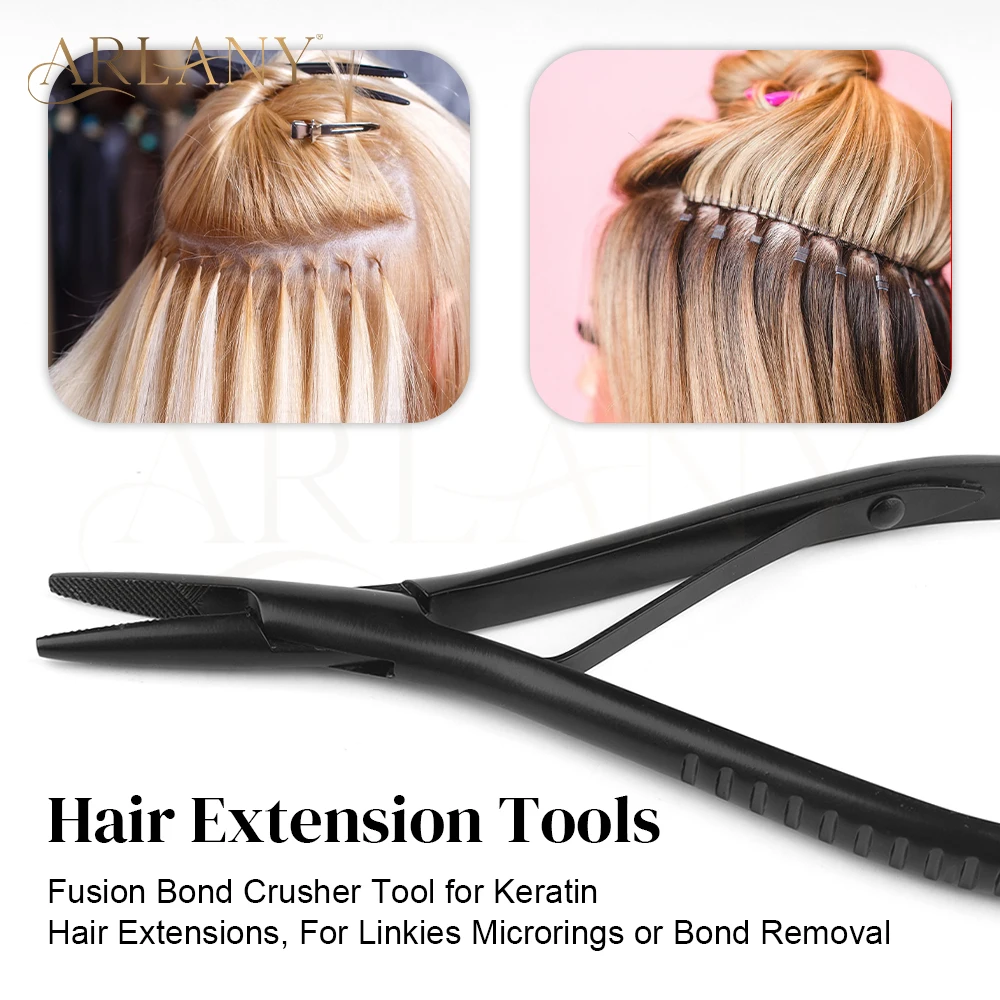 ARLANY وصلات شعر كماشة شكل مسطح مع أداة تمديد شعر الأسنان للوصلات الصغيرة وملحقات الريشة ملحقات اللحمة