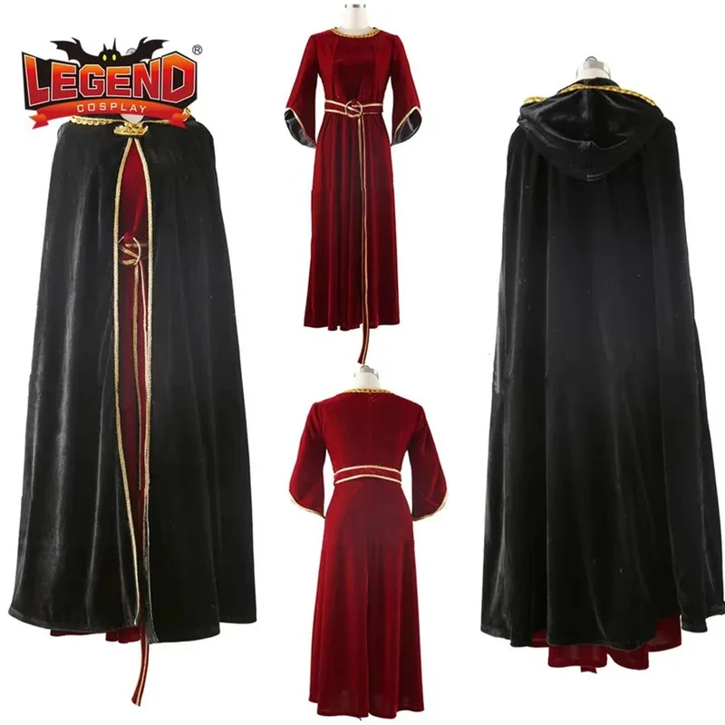 Madre Gothel cosplay disfraz vestido bruja Gothel vestido disfraz vestido rojo con capa
