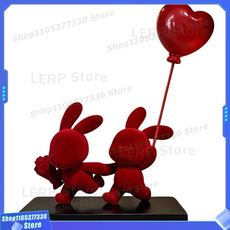 Red Rabbit Ornament Wedding Souvenir Gift for Girlfriend Home Decor Living Room Bedroom Arrangement Party Decoration