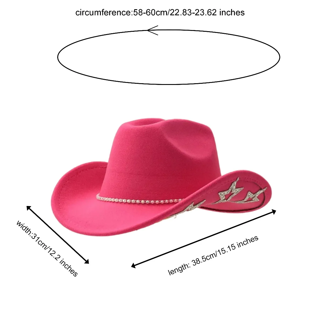 หมวกคอสตูมสีดำประดับกลิตเตอร์และหมวกคาวบอยประดับเพชรสำหรับผู้หญิง, อุปกรณ์เสริมคอสเพลย์คาวบอยหญิงและหมวกคาวเกิร์ล