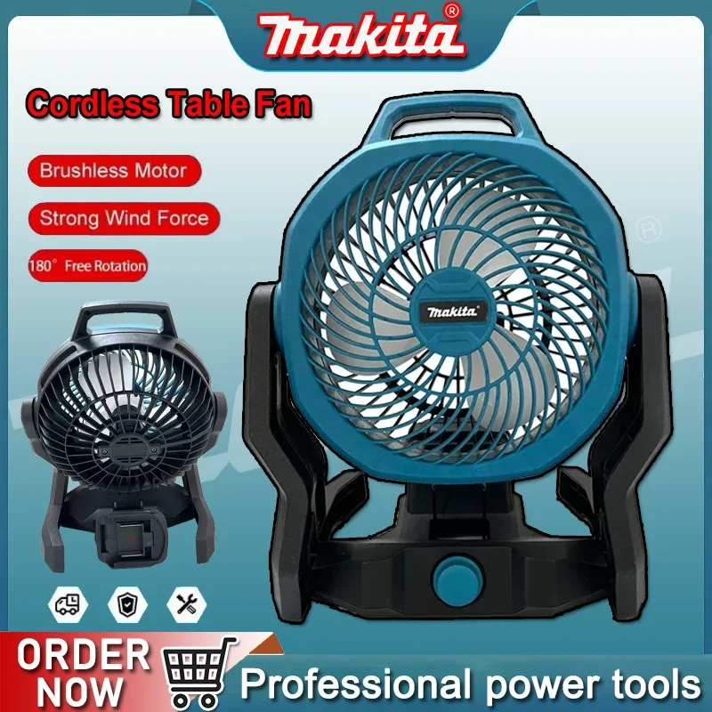 

Makita Portable Camping Fan Powered Desktop Floor Fan Multi Purpose Adjustable Head 3 Speed Setting Powered Desktop Floor Fan