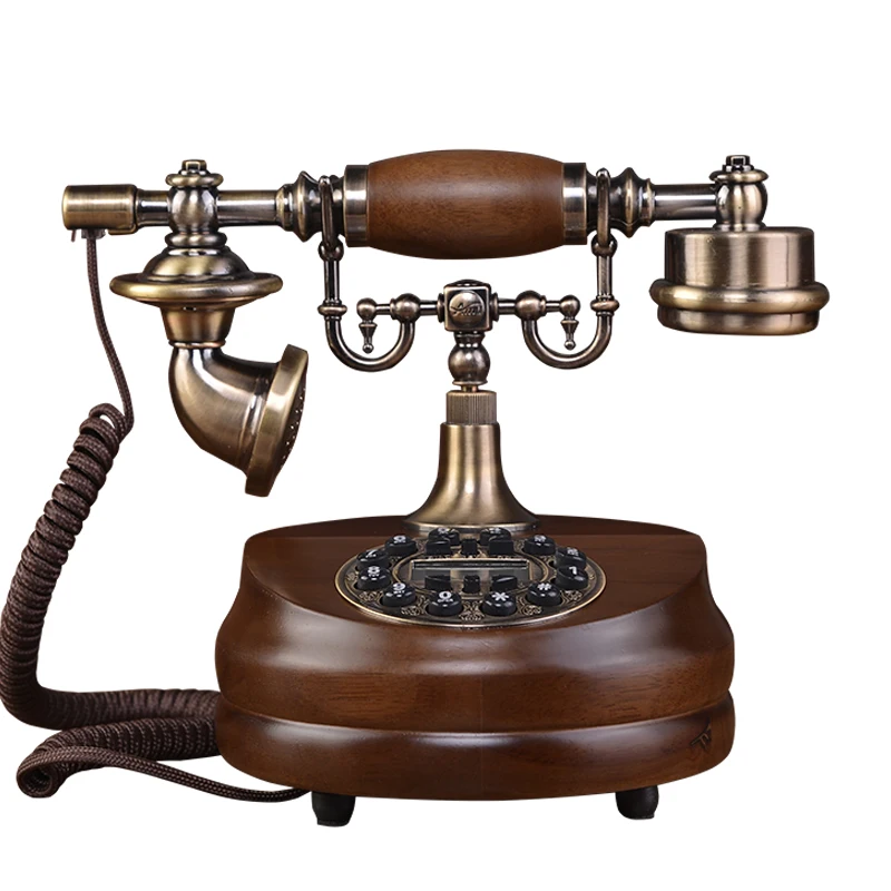 

Retro telephone Home landline European solid wood telephone Chinese antique old wireless card