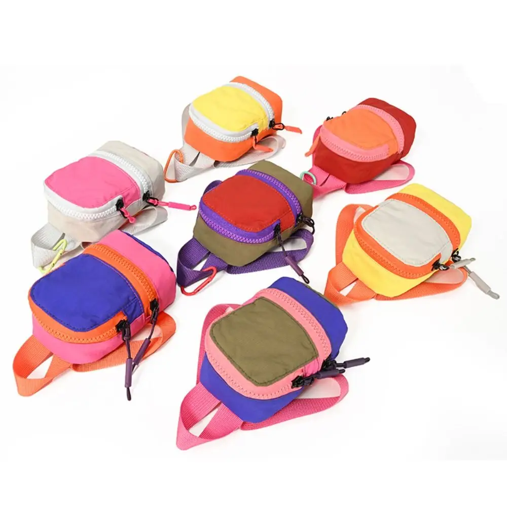 New Trend Colorful Mini Backpack Coin Purse Nylon Harajuku Bag Shape Wallet Color-blocked Korean Style Canvas Coin Bag Key Bag