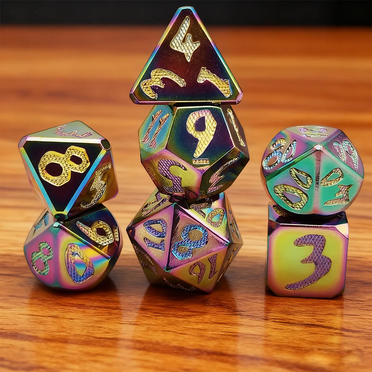 

7 pcs color oversized digital metal dice solid polyhedral dice set, suitable for role-playing RPG board games