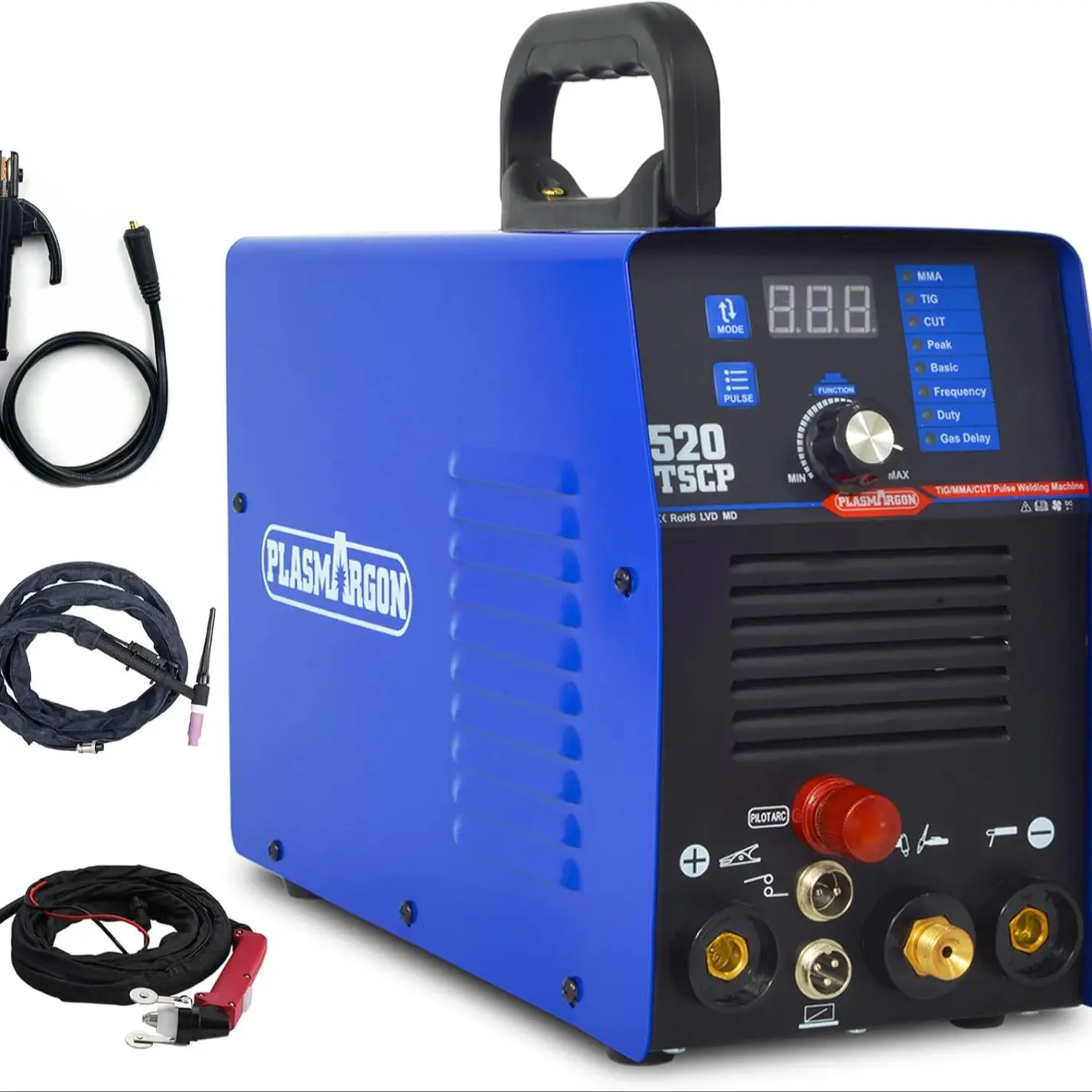 Pilot Arc Plasma Cutter TIG Welder Pulse and Stick Welder Machine-520TSCP 50A Non-Touch Plasma Cutting 200A Pulse Tig Welder