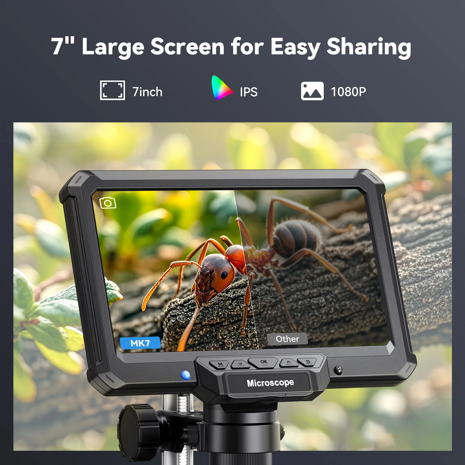 Hayve 7inch Digital Microscope with Lights Electronic Repair Microscope for Coins, Plants, PCB 16MP HD Video Microscope, PC View