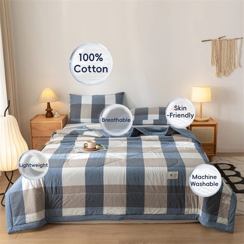 الصيف 100% القطن رقيقة لحاف المعزي لينة تكييف الهواء كل موسم لحاف/لحاف/بطانية خفيفة الوزن غطاء السرير الفراش الناعم