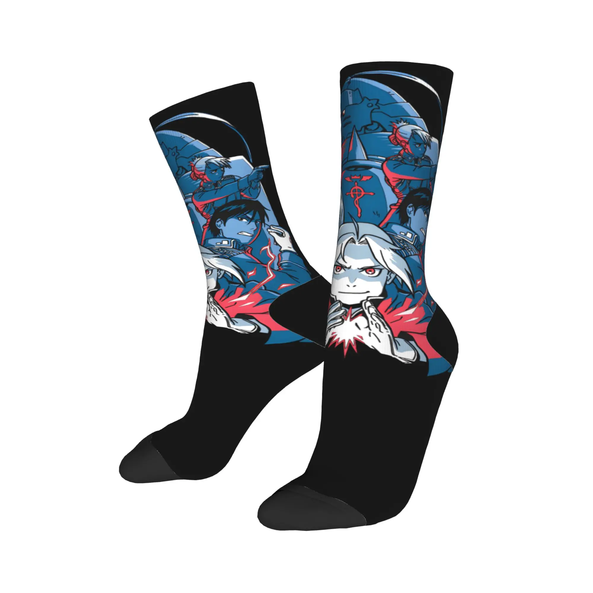 Women Men Socks FullMetal Alchemists Team!  Stockings Autumn Vintage Comfortable Socks Design Skateboard Anti Sweat Socks