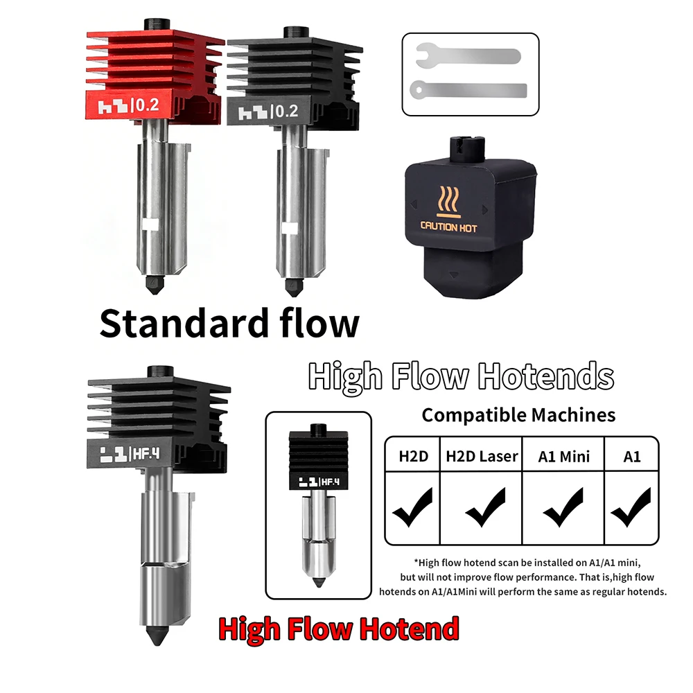 

For Bambu Lab P2S Upgraded Hotend 0.2/0.4/0.6/0.8mm Hardened steel nozzle Replace Hot End Bambulab H2D H2S 3D Printer Print Head