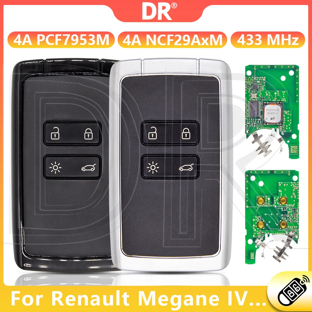 DR3 433MHz KR5IK4CH-01 4A Chip Car Remote Key For Renault Megane IV Zoe2 Koleos Kadjar Clio5 Captur Scenic Talisman Espace 5