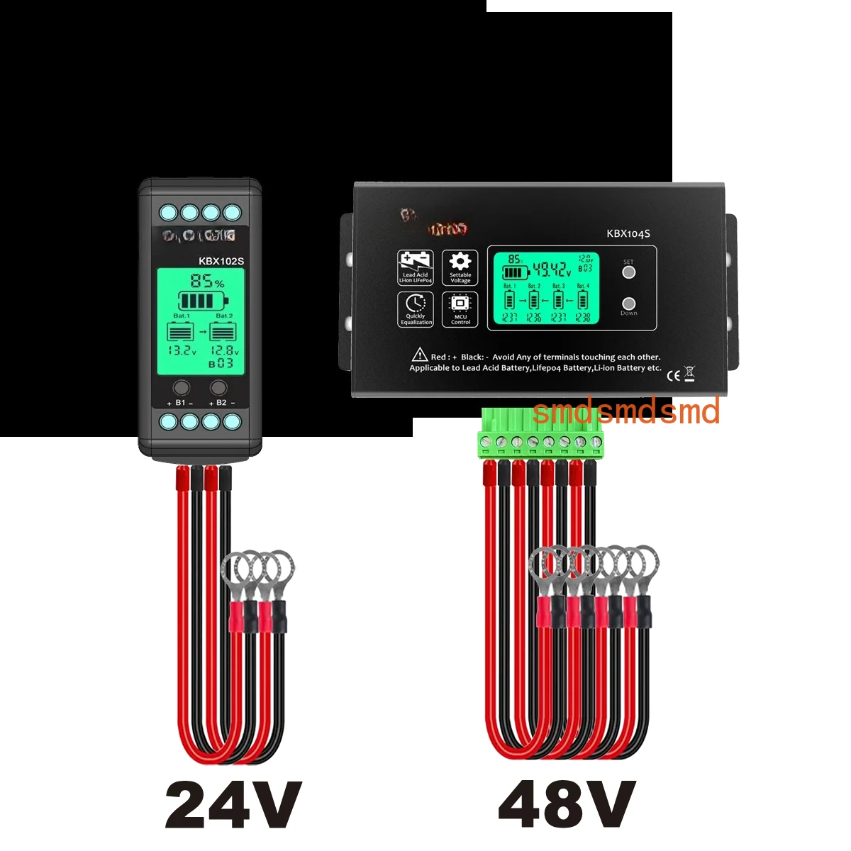 KBX102S KBX104S 12V 24V 36V 48V 96 VBattery Equalizer LCD Active Gel AGM Lead Acid Li li-ion LiFePO4 4S 4P