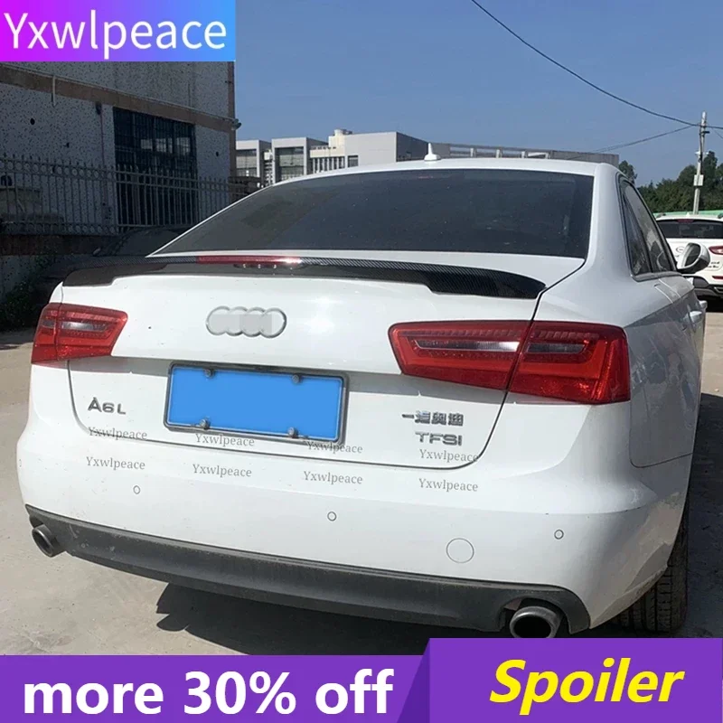 

For Audi A6 C7 Spoiler 2012-2018 ABS Plastic Material Glossy Black Carbon Fiber Look Rear Trunk Lip Spoiler Body Kit Accessories