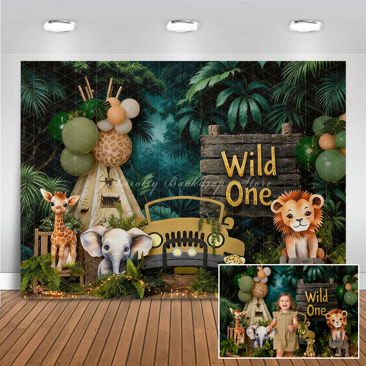 Safari Wild One Birthday Backdrops Child Baby Photo Props Adult Kids Decors Jungle Greenery Photography Studio Backgrounds