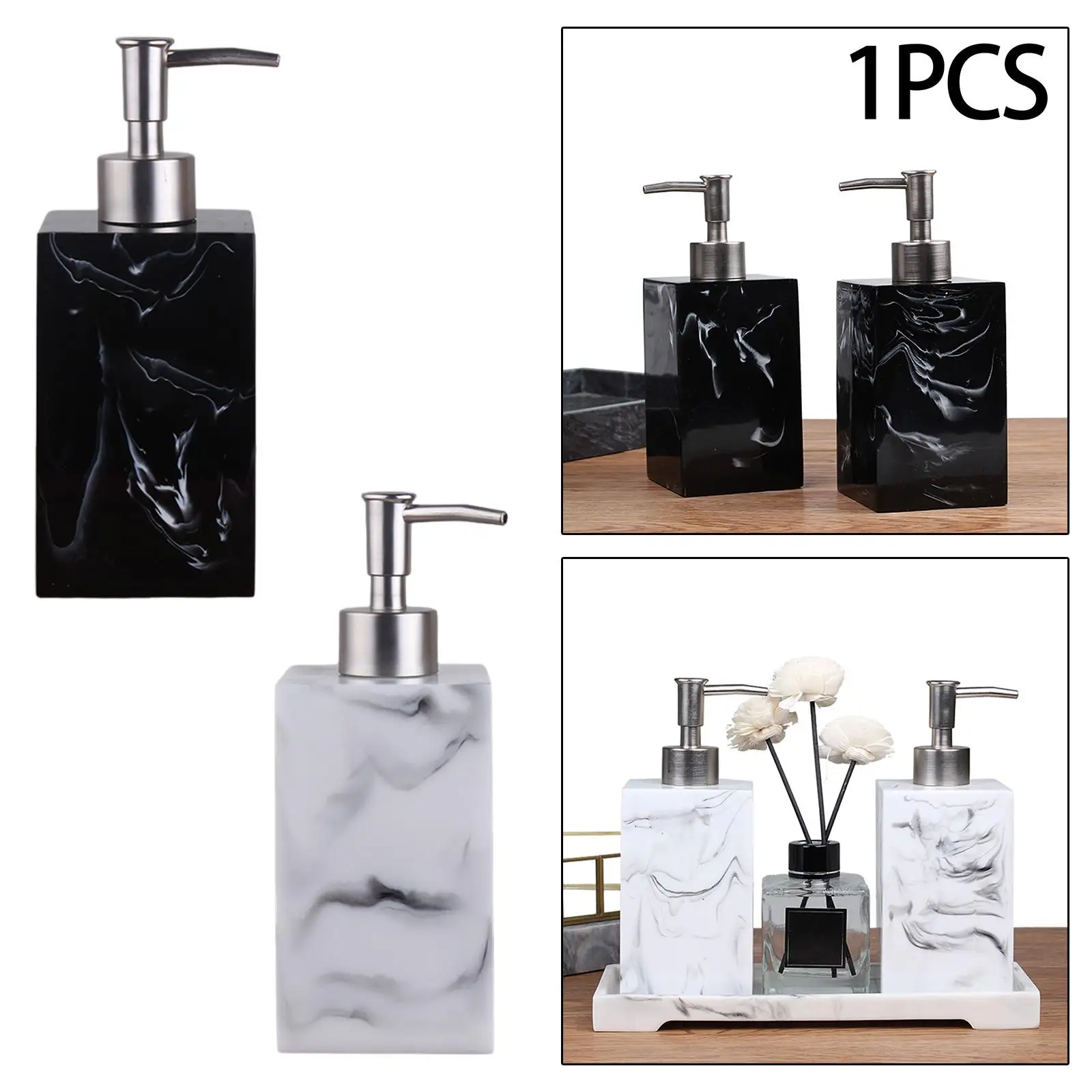 Marble Texture Soap Dispenser Bathroom Liquid Container Durable Salon Dispenser for Laundry Room Home Kitchen Hotel Bathroom