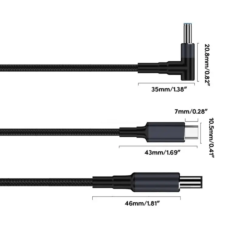 140 واط نوع C إلى DC5.5x2.5 مللي متر/5.5x2.1/4.5x3.0/6.0x3.7/7.4x5.0 كابل شحن جديد دروبشيب