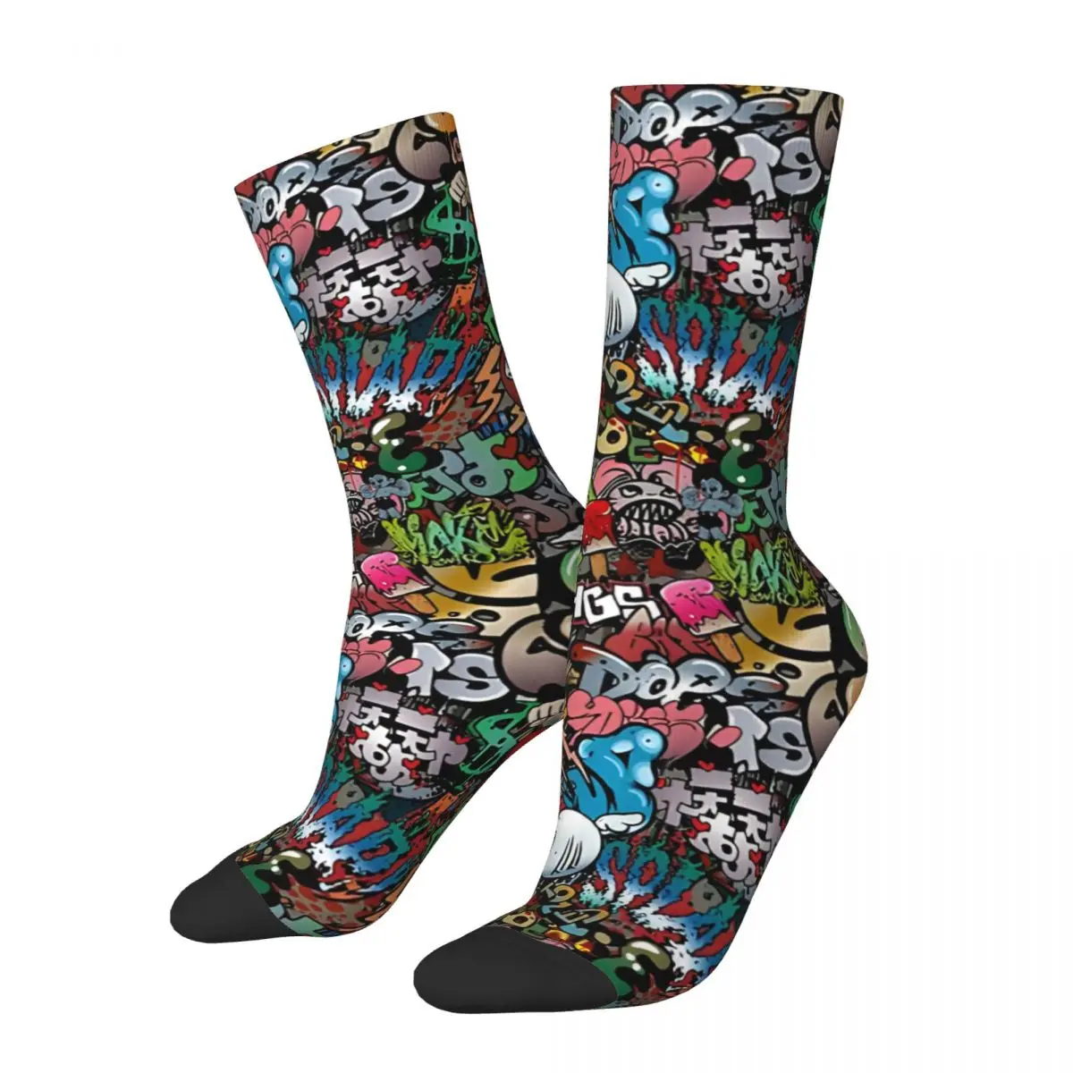 

Synr 70S Comic Graffiti Socks Male Mens Women Winter Stockings Harajuku