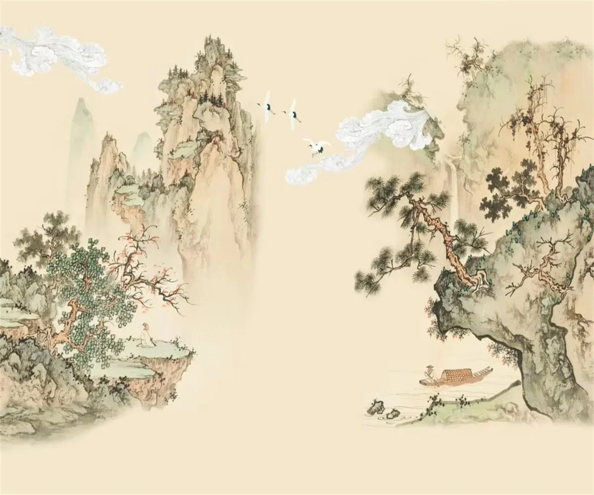 

Custom Mural TV background wallpaper classical atmosphere ink painting landscape background wall decoration wallpaper