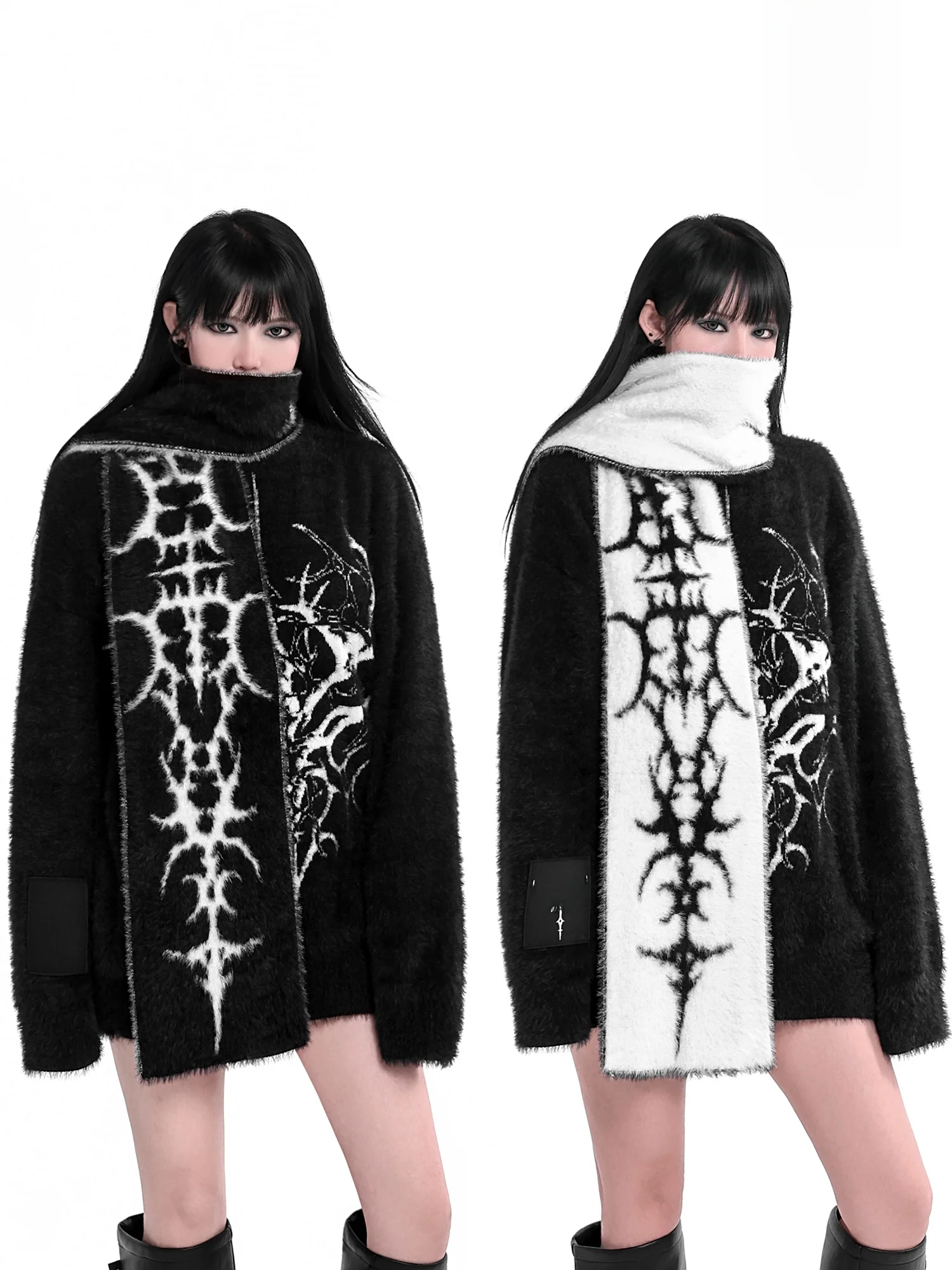 gothic-dark-black-grey-double-sided-fake-mink-scarf-original-subculture-visual-art-cold-resistance-warmth-for-youth-men-women