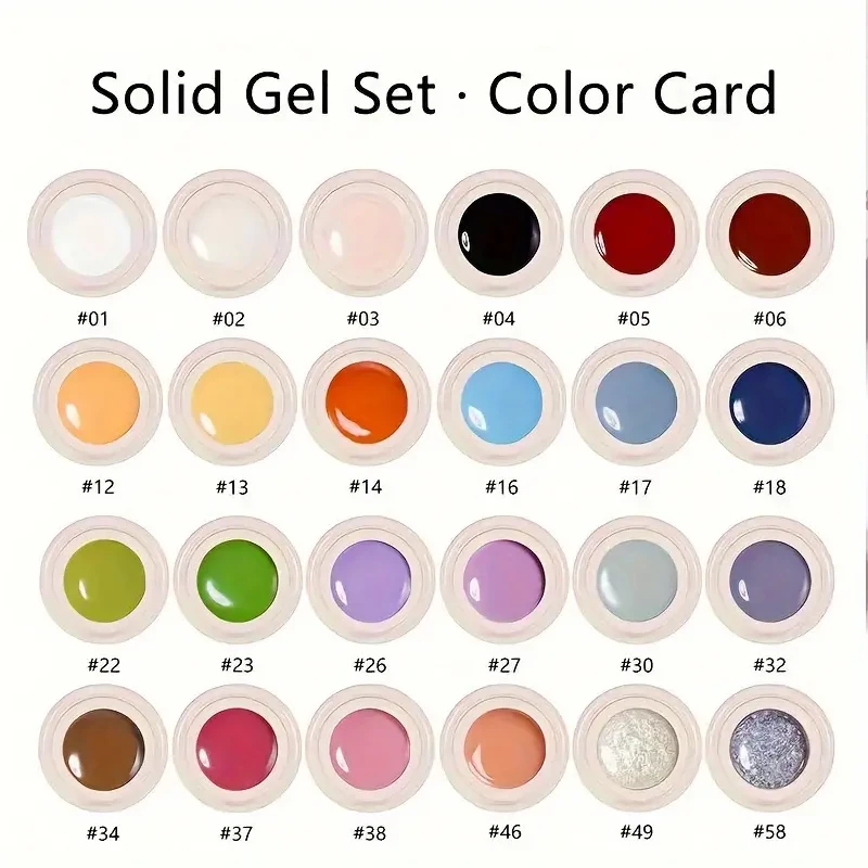 Cream solid gel nail art kit 24 bottles ice clear color candy color solid nail gel wholesale