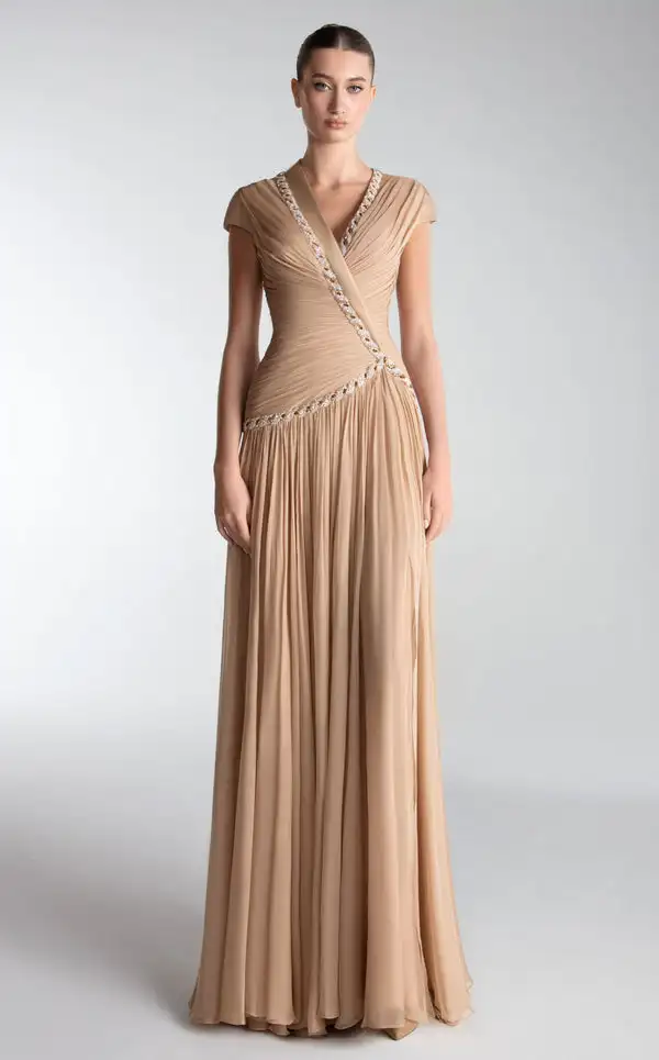 

Элегантные шифоновые плиссированные драпированные длинные платья трапециевидной формы с v-образным вырезом по индивидуальному заказу, платья для особых случаев, высокое качество, повседневные одинаковые платья в стиле ретро