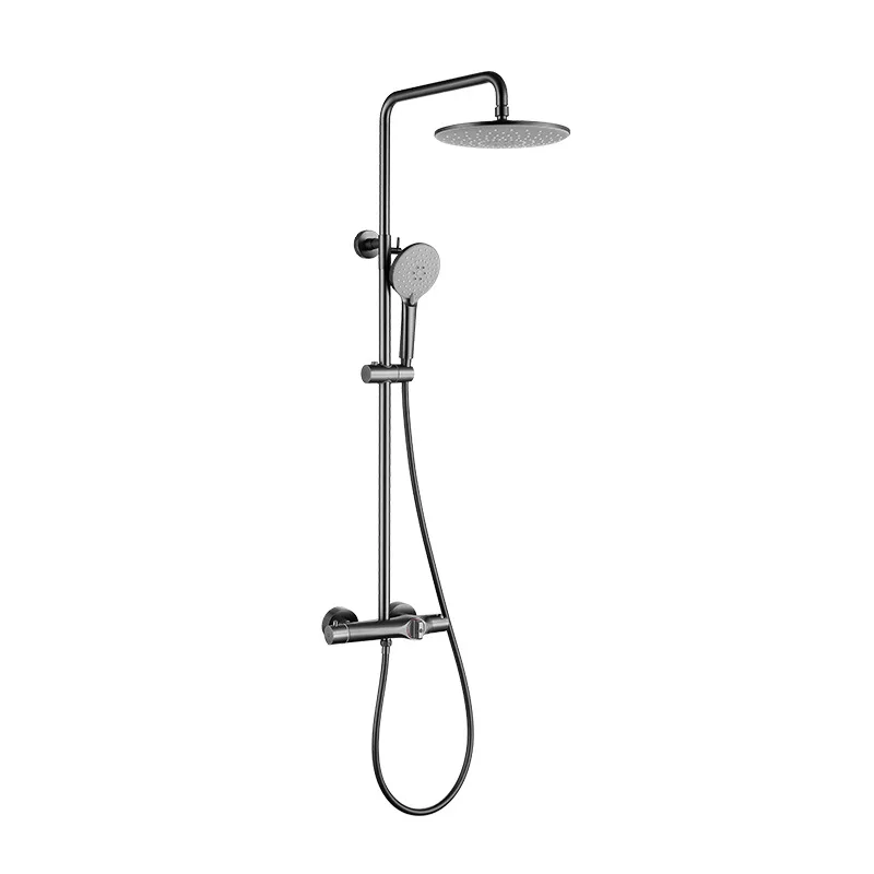 Household black copper shower toilet thermostatic set bathroom surface mounted handheld head