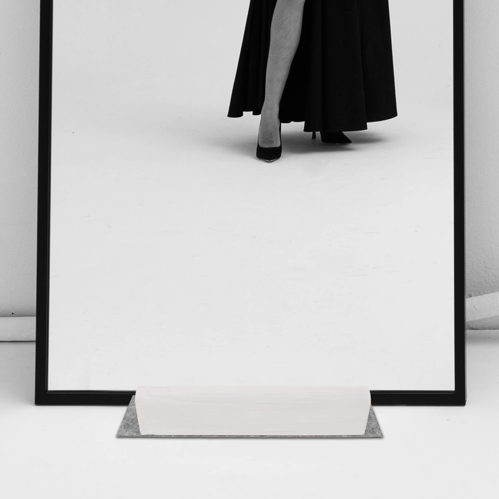 

1PC Floor Standing 25x8cm Artwork Mirror Support Stand Wood Base Anti Pad Display Rack Full Length Holder Natural for Home