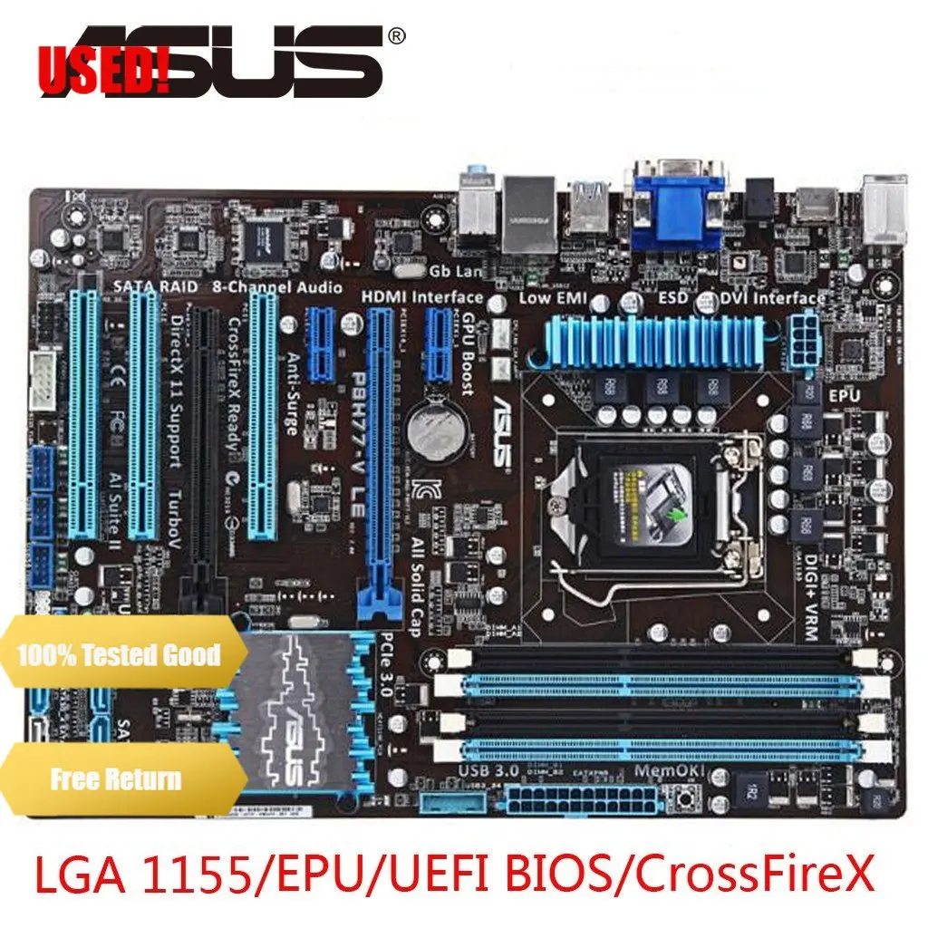 Asus P8H77-V LE Desktop Motherboard H77 Socket 1155 USB3.0 DDR3 32GB ATX On Sale