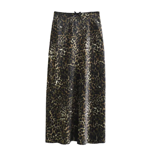 Falda Midi de leopardo a la moda para mujer, falda larga para vacaciones, faldas elegantes, faldas Vintage de cintura alta