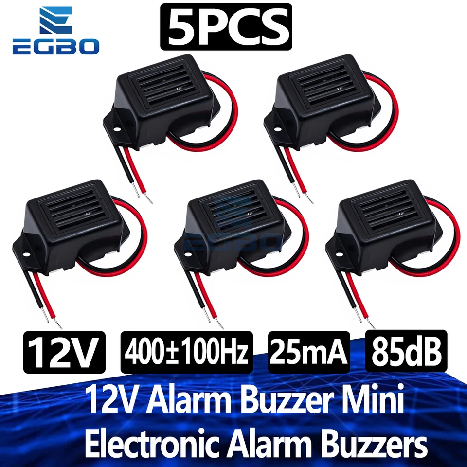 Buzzer 12V 85dB Mini Alarm Électronique 1/3/5 Pièces