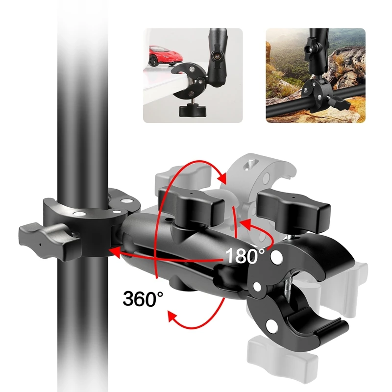 Motorcycle Dualheads Crab Clamp Action Camera Mount Handlebar Fixed Mount Bike Holder Mount For Gopro Sports Action Cameras