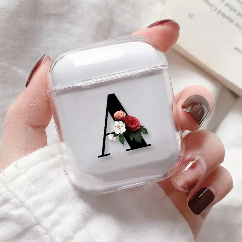 

Fashion Initial Letter A Z Earphone Case for Airpods Pro 3 Clear Soft Bluetooth Charging Box for Airpod 2 Protective Cover Shell