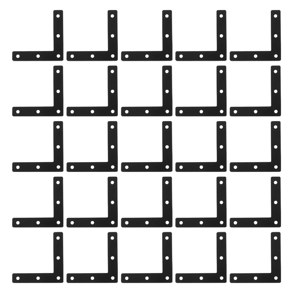 

30pcs Brackets Black Corner Support Flat for Braces For Wood Wood Furniture Repair Metal Plates Mending